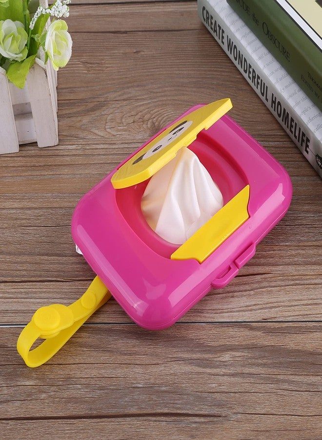 AYNEFY Baby Wipes Dispenser,Outdoor Travel Portable Baby Stroller Wet Wipes Box On- The- Wet Tissue Case Baby Wipe Holder Refillable Wipes Container (rose red box) - Image 3